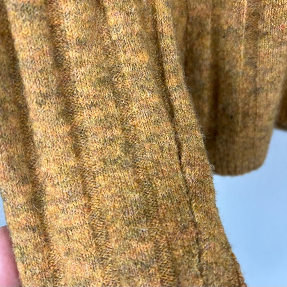 MADEWELL Sweater Turtleneck Merino Wool Heathered Mustard Yellow Ribbed Size XS - Picture 4 of 7